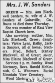 Barbara Ann Blackwell Sanders