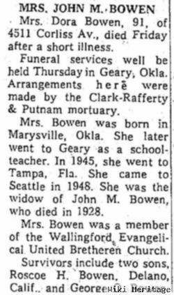 Leora Davis "dora" Hayter Bowen