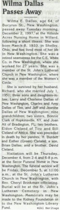 Wilma E. Cleland Dallas