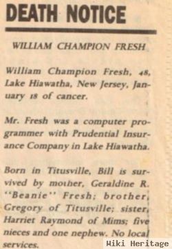 William Champion "bill" Fresh, Jr