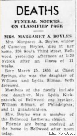 Margaret A Sitman Boyles