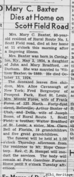 Mary Caroline Bradford Baxter