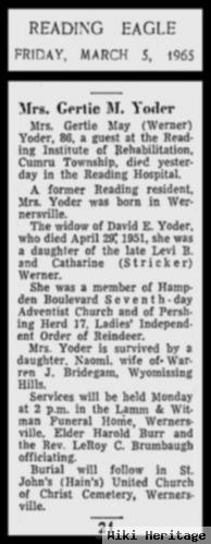 Gertrude May "gertie" Werner Yoder