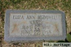 Elizabeth Ann "eliza" Mcdowell Manis