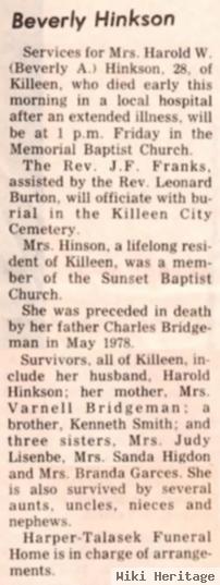 Beverly Ann Bridgman Hinkson