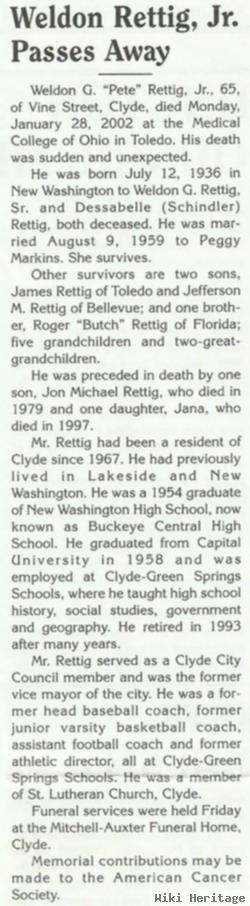 Weldon G. "pete" Rettig, Jr