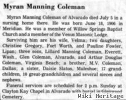 Myran Manning "shorty" Coleman