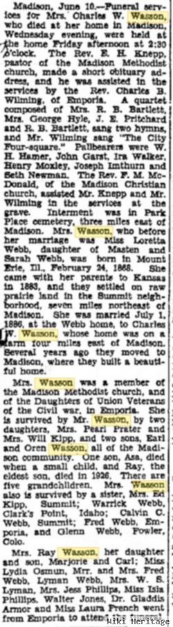 Loretta M Webb Wasson