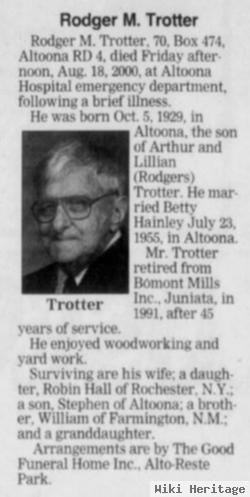 Rodger M Trotter, Sr