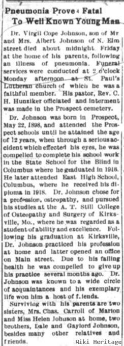 Dr Virgil Cope Johnson