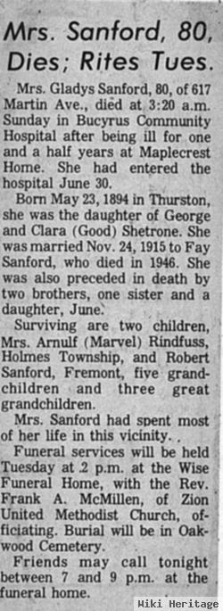 Gladys Erma Shetrone Sanford