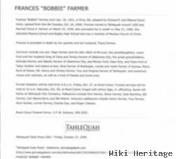 Frances A. "bobbie" Hicks Farmer