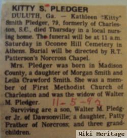 Kathleen "kitty" Smith Pledger