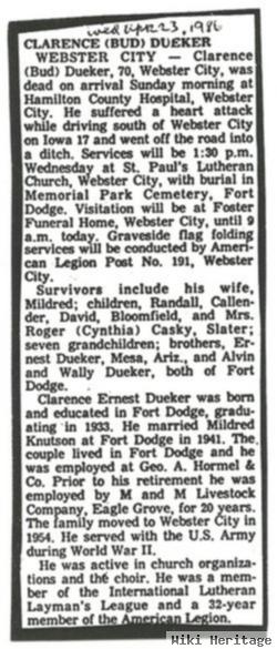 Clarence Ernest "bud" Dueker