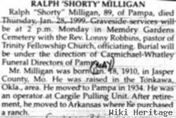 Ralph Walter "shorty" Milligan