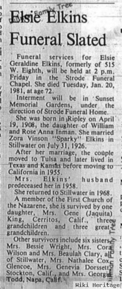 Elsie Geraldine Inman Elkins