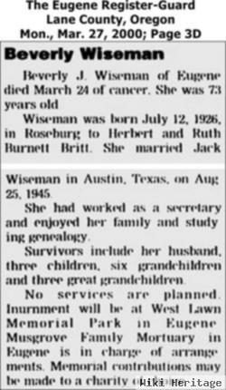 Beverly Jean Britt Wiseman