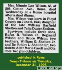 Minnie Lee Shelton Wilson