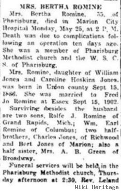 Bertha W Jones Romine