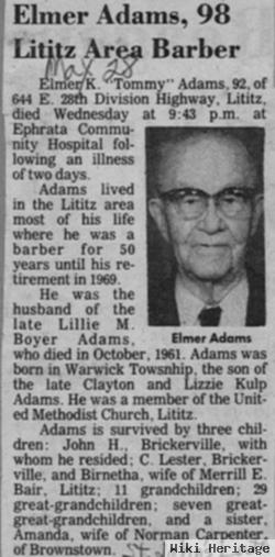 Elmer Kulp "tommy" Adams