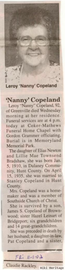 Velma Leroy Bradshaw Copeland