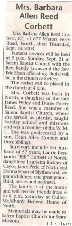 Barbara Allen Reed Corbett