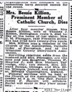 Bridget "bessie" Cunningham Killion