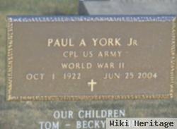 Paul A "rudy" York, Jr