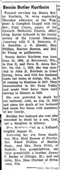 Bessie P. Butler Kortbein