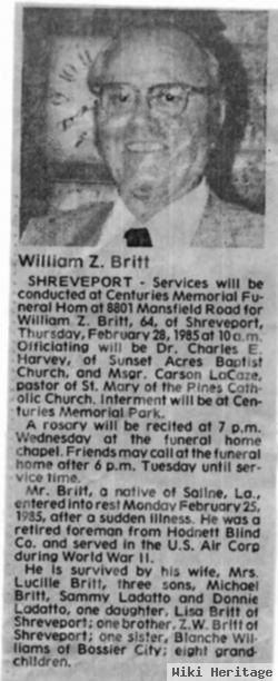 William Z Britt