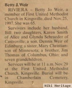 Betty Jo Thomas Weir