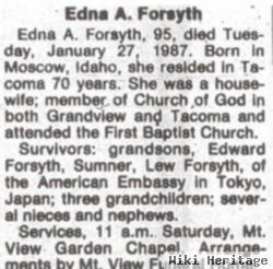 Edna A Cole Forsyth