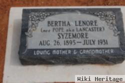 Bertha Lenore Pope Aka Lancaster Syzemore