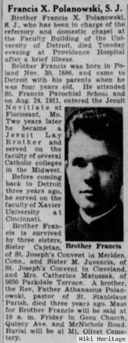 Br Francis X. "frank" Polanowski