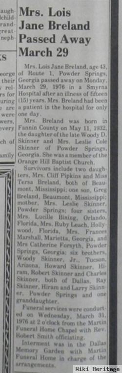 Lois Jane Skinner Breland