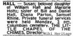 Mrs Susan Kathleen "sunny" Hall