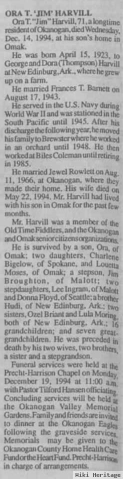 Ora Theo "jim" Harvill