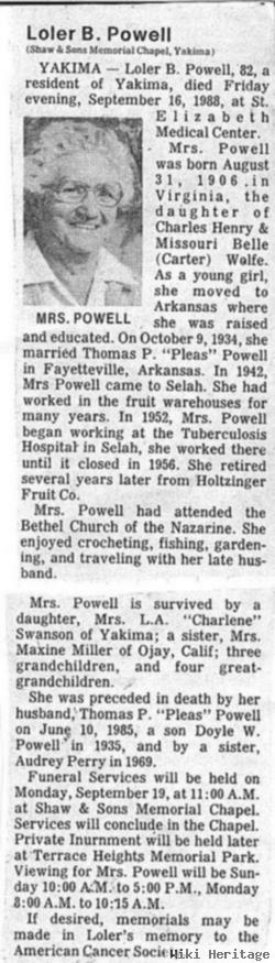 Loler B Wolfe Powell