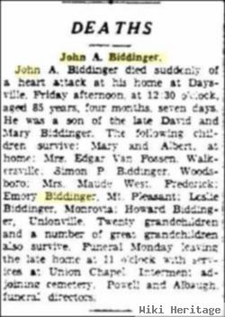 John A Biddinger