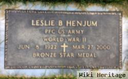 Pfc Leslie B Henjum