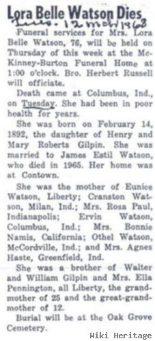 Lora Belle Gilpin Watson