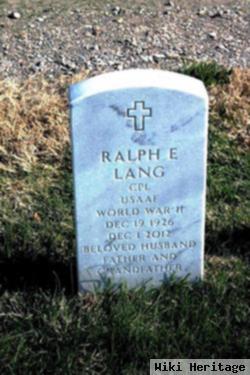 Ralph E Lang