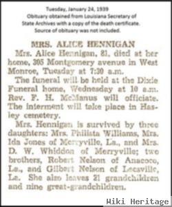 Alice Missouri Nelson Hennigan