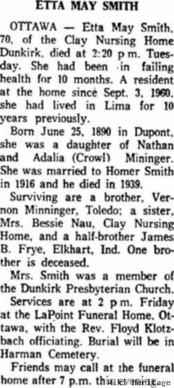 Etta May Mininger Smith