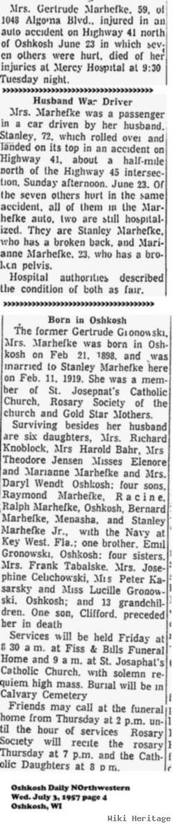 Gertrude Eleanor Gronowski Marhefke