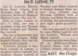 Ina D Luttrell Luttrell