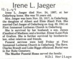 Irene L Fick Jaeger