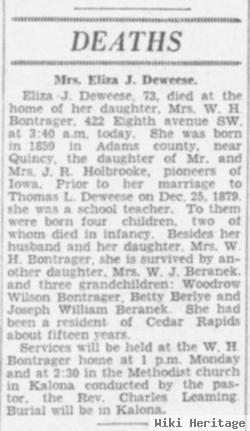 Eliza J. Holbrook Dewees