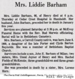 Liddie Elizabeth Reynolds Barham