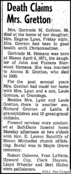 Gertrude M. Hemans Gretton